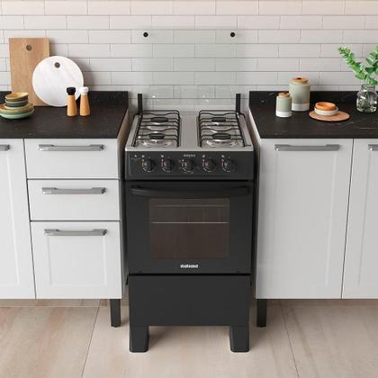 Imagem de Fogão de Piso Itatiaia 4 Bocas Star Clean New - Acendimento Manual, Preto