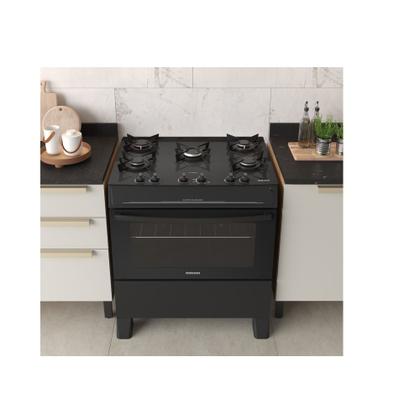 Fogão de Piso Itatiaia 5 Bocas com Mesa de Vidro Electra Glass New Preto Bivolt Imagem de Fogão de Piso Itatiaia 5 Bocas com Mesa de Vidro Electra Glass New Preto Bivolt