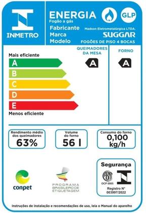 Imagem de Fogão de Piso Mesa de Vidro Suggar Cook Glass FGVCG410PT 4 Bocas Preto Bivolt