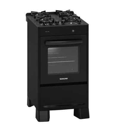Imagem de Fogão de Piso Suggar 4 Bocas Mesa de Vidro Neo Max Preto  Bivolt