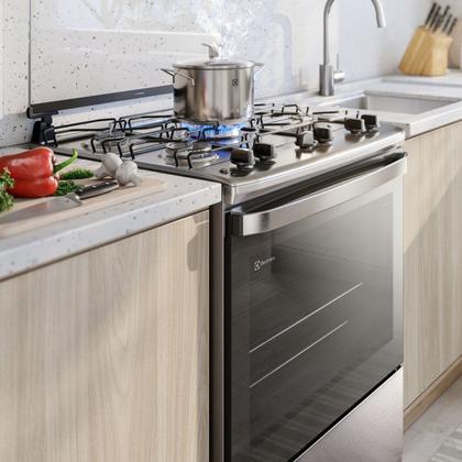 Imagem de Fogão Electrolux 5 Bocas Efficient Automático Mesa Inox Forno 108,9L FE5IC