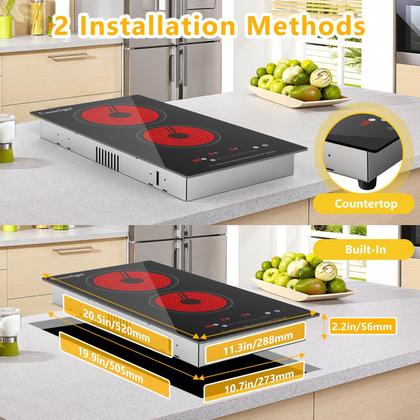 Imagem de Fogão elétrico Cusinesync 2 queimadores de 12 polegadas com 9 níveis de potência