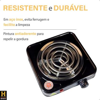 Imagem de Fogão Elétrico Portátil De Mesa Fogareiro Camping Cooktop 1 Boca 1200w Linha Premium