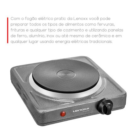 Imagem de Fogão Elétrico Pratic 1 Bocas Portátil 127V Prático e compacto Com Controle de temperatura PFE351 - Lenoxx