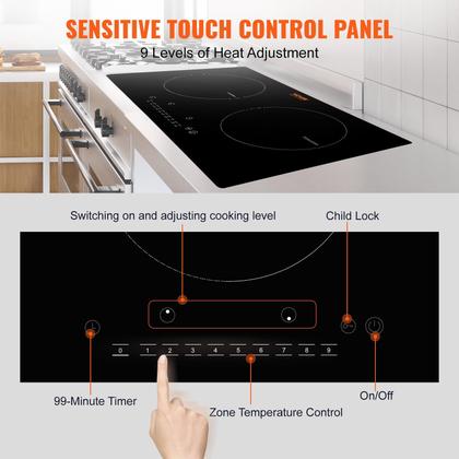 Imagem de Fogão elétrico VEVOR 2 queimadores Fogão de indução Top 1800W