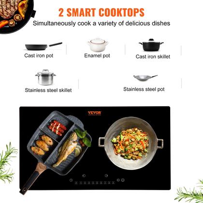Imagem de Fogão elétrico VEVOR 2 queimadores Fogão de indução Top 1800W