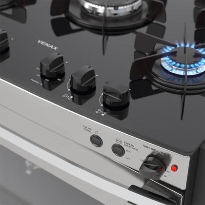 Imagem de Fogão Embutir 5 Bocas Gaudí Platinum Vitreo Inox Gás GLP 127 V Venax