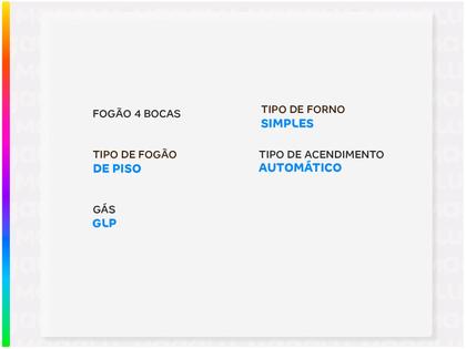 Imagem de Fogão Esmaltec 4 Bocas Ideal Super F4iab4121br Acendimento Automático Branco Bivolt