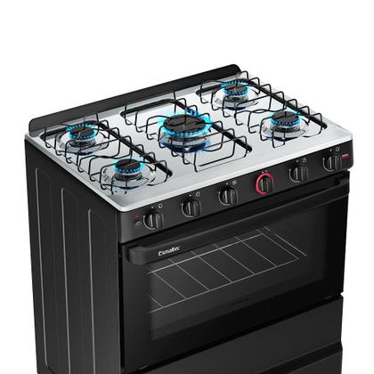 Imagem de Fogão Esmaltec 5 Bocas Ideal Super Mesa de Aço Inox Preto F5IAP - Bivolt