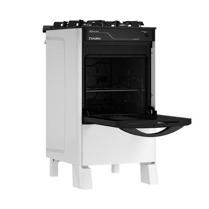 Imagem de Fogão Esmaltec Pérola Glass 4 bocas Branco com Trempes de Ferro Fundido