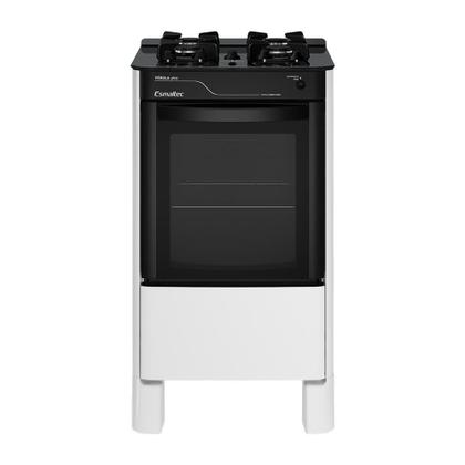 Imagem de Fogão Esmaltec Pérola Glass 4 bocas Branco com Trempes de Ferro Fundido