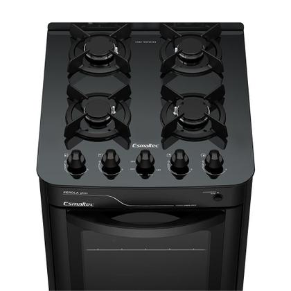 Imagem de Fogão Esmaltec Pérola Glass 4 bocas Branco com Trempes de Ferro Fundido