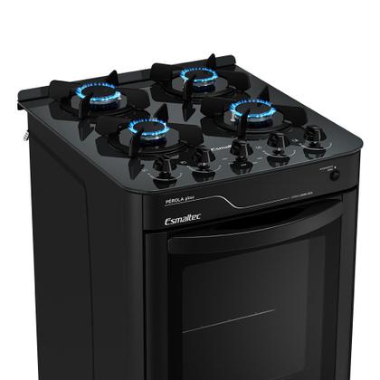 Imagem de Fogão Esmaltec Pérola Glass 4 bocas Branco com Trempes de Ferro Fundido