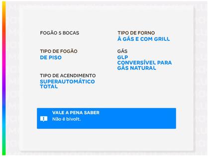 Imagem de Fogão FGVMTG511PT Master Grill 5 Bocas Suggar Preto 110V