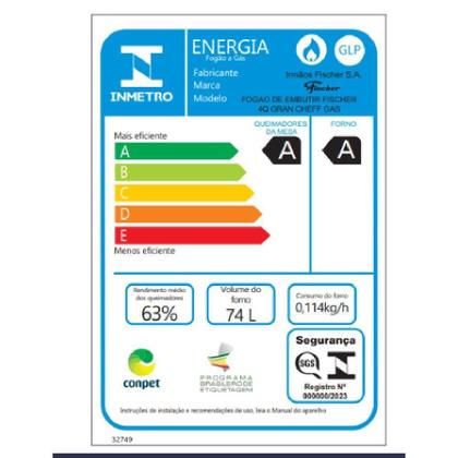 Imagem de Fogão Fischer Gran Cheff De Embutir 4 Bocas Silver Mesa De Vidro Preto 127V