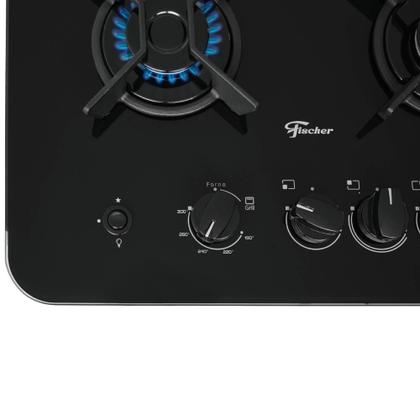Imagem de Fogão Fischer Gran Cheff De Embutir 4 Bocas Silver Mesa De Vidro Preto 127V
