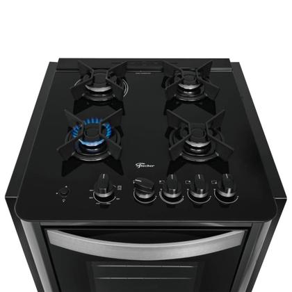 Imagem de Fogão Fischer Gran Cheff De Embutir 4 Bocas Silver Mesa De Vidro Preto 127V
