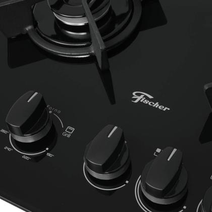 Imagem de Fogão Fischer Gran Cheff De Embutir 4 Bocas Silver Mesa De Vidro Preto 127V