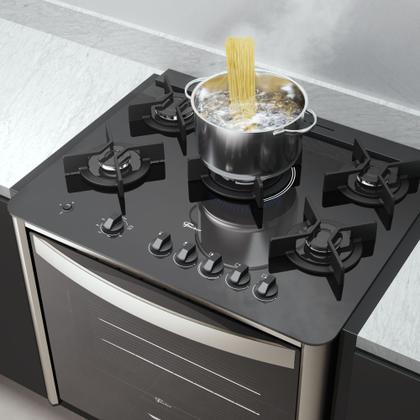 Imagem de Fogão Fischer Gran Cheff de Embutir 5 Bocas Mesa de Vidro Com Dourador 110L Silver 220V 28550-65541