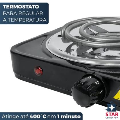 Imagem de Fogão Fogareiro Elétrico 1 boca Portátil Viagem Férias Pratico Espiral Camping Lazer 110 ou 220v 1000 Wats