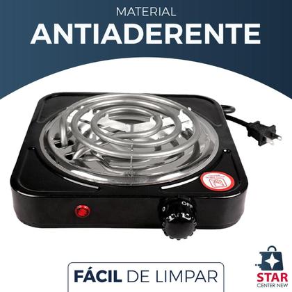 Imagem de Fogão Fogareiro Elétrico 1 boca Portátil Viagem Férias Pratico Espiral Camping Lazer 110 ou 220v 1000 Wats