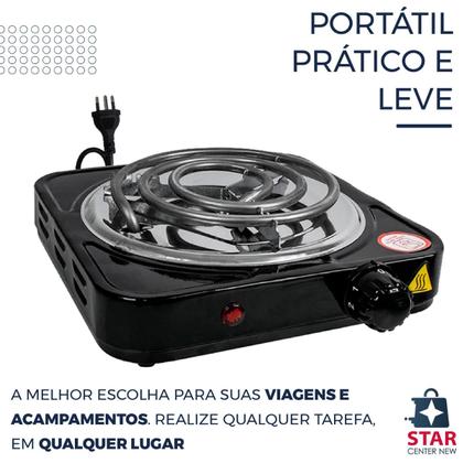 Imagem de Fogão Fogareiro Elétrico 1 boca Portátil Viagem Férias Pratico Espiral Camping Lazer 110 ou 220v 1000 Wats