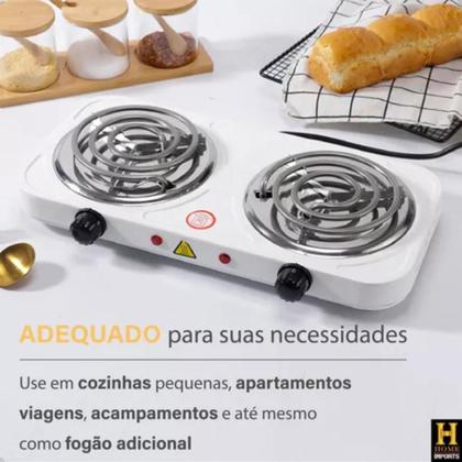 Imagem de Fogão Fogareiro Elétrico Portátil 2 Bocas 2000w 110v ou 220v Potente Pratico