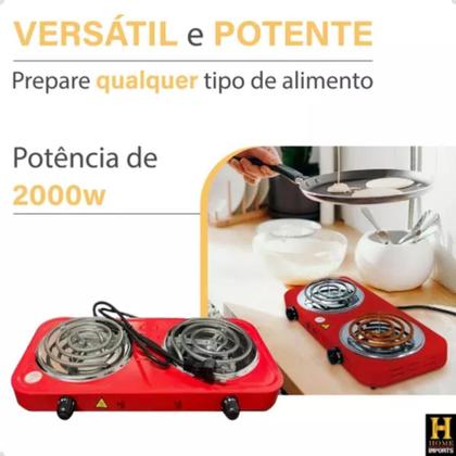 Imagem de Fogão Fogareiro Elétrico Portátil 2 Bocas 2000w 110v ou 220v Potente Pratico