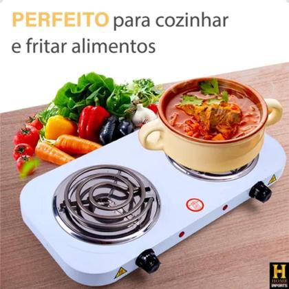 Imagem de Fogão Fogareiro Elétrico Portátil 2 Bocas 2000w Potente Pratico Camping Espiral
