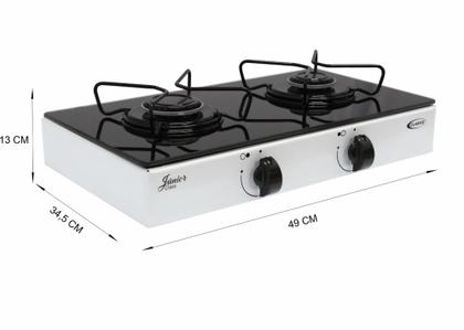 Imagem de Fogão Gás Mesa Junior 2 Bc Glass ARR Preto c/ Vidro Preto -Manual
