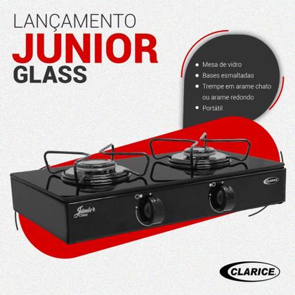 Imagem de Fogão Gás Mesa Junior 2 Bc Glass ARR Preto c/ Vidro Preto -Manual