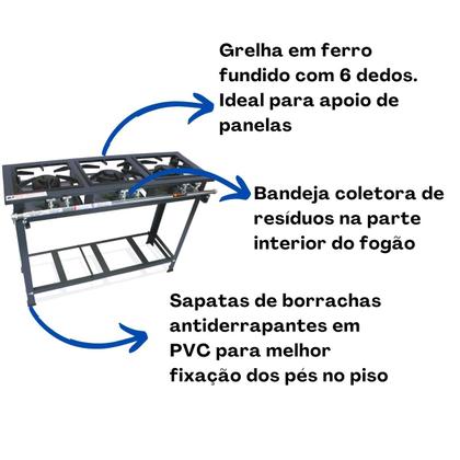 Imagem de Fogão Industrial 3 Bocas Baixa Pressão P5 3QD MetalFour