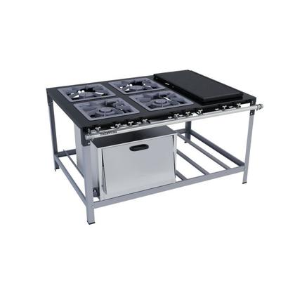 Imagem de Fogão Industrial 4Bocas 40X40 com Chapa e Forno Luxo Metalmaq