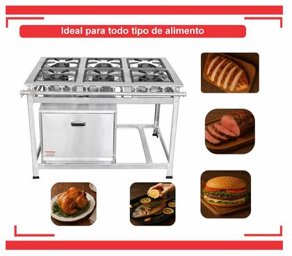 Imagem de Fogão Industrial 6 Bocas 30x30 em Aço Inox com Forno Leona