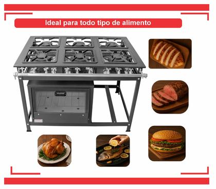 Imagem de Fogão Industrial 6 Bocas 30x30 P5 com Forno Leona