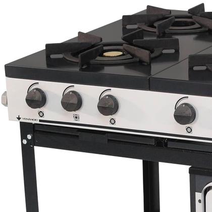 Imagem de Fogão Industrial 6 Bocas Baixa Pressão Venâncio Linha Bravo Esmaltado Com Forno Cinza BR6BF