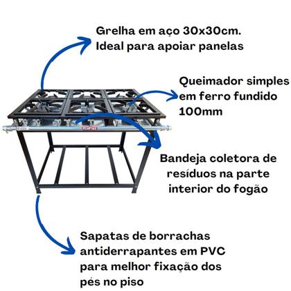 Imagem de Fogão Industrial de Piso 6 Bocas Baixa Pressão QS Itafaz