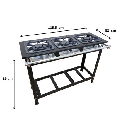 Imagem de Fogão Industrial Gold 3 Bocas 1QS 2QD Baixa Pressão Perfil 7 Cefaz