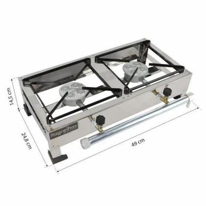 Imagem de Fogão Industrial Inox De 2 Bocas À Gás Alta Pressão 49 x 24,8 cm - AVANCI BRASIL