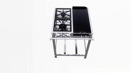 Imagem de Fogão inox baixa pressão 2 bocas chapa ferro fundido