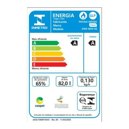 Imagem de Fogão Itatiaia Star New Piso 6 Bocas Preto Mesa de Inox Bivolt 3700000474