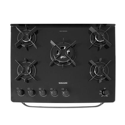 Imagem de Fogão Max Glass 5 Bocas Vidro Temperado Suggar Preto Bivolt