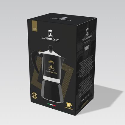 Fogão Moka Bialetti Edição Limitada Caffe Mercanti Black Oro - 6 Xícaras Imagem de Fogão Moka Bialetti Edição Limitada Caffe Mercanti Black Oro - 6 Xícaras