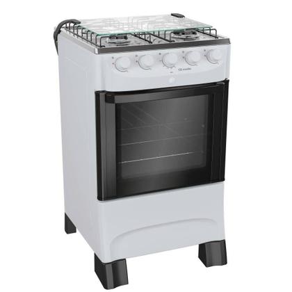 Imagem de Fogao Mueller 4 Bocas Branco Mesa de Inox com Acendimento Automático Bivolt (MFI4BB)
