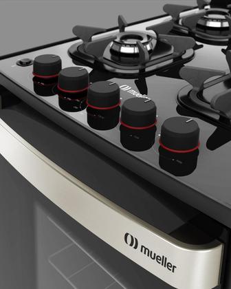 Imagem de Fogão Mueller 4 bocas Piacere Vetro com mesa de vidro G6 Preto Fosco - Bivolt
