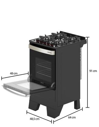 Imagem de Fogão Mueller 4 bocas Piacere Vetro com mesa de vidro G6 Preto Fosco - Bivolt