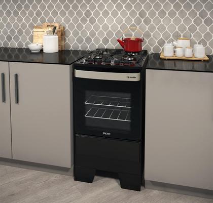 Imagem de Fogão Mueller 4 bocas Piacere Vetro com mesa de vidro G6 Preto Fosco - Bivolt