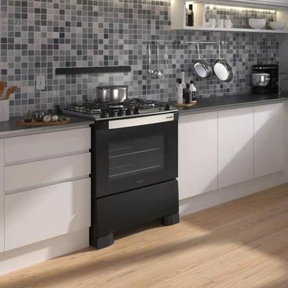 Imagem de Fogão Mueller 5 Bocas Decorato com Tripla Chama Preto Fosco - Bivolt