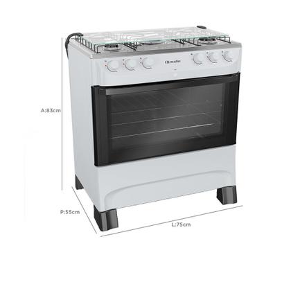 Imagem de Fogão Mueller 5 Bocas MFI5BB Automático Mesa de Inox Forno 81,6 Litros
