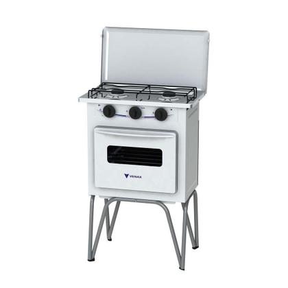 Imagem de Fogão Portátil 2 Bocas Venax Gemini com Tampa de Metal  Gás GLP Branco